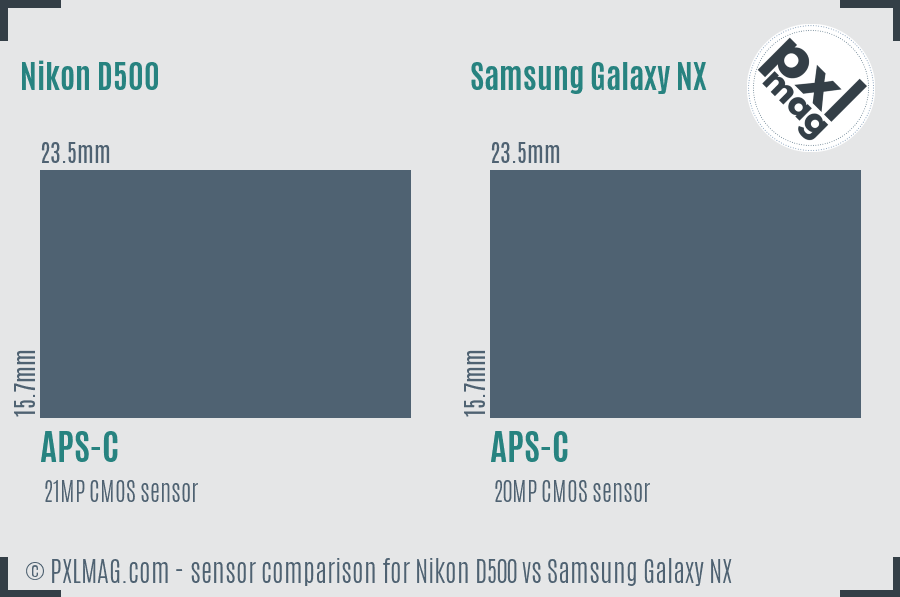 Nikon D500 vs Samsung Galaxy NX sensor size comparison Nikon D500 vs Samsung Galaxy NX sensor size comparison