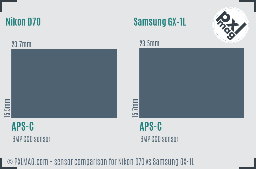 Nikon D70 vs Samsung GX-1L sensor size comparison