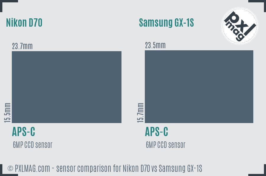 Nikon D70 vs Samsung GX-1S sensor size comparison