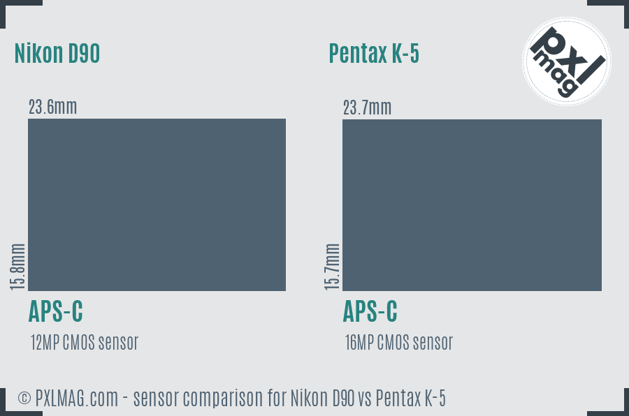 Nikon D90 vs Pentax K-5 sensor size comparison