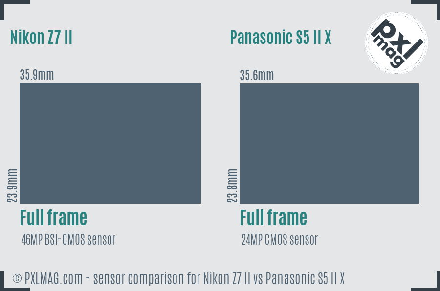Nikon Z7 II vs Panasonic S5 II X sensor size comparison