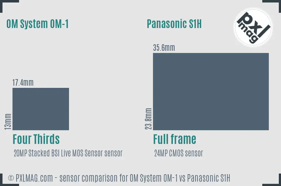 OM System OM-1 vs Panasonic S1H sensor size comparison