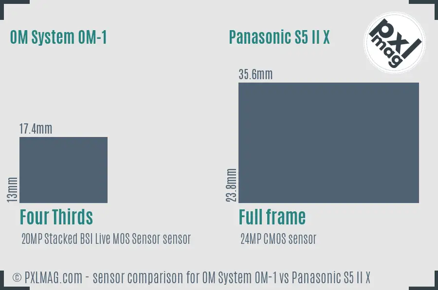 OM System OM-1 vs Panasonic S5 II X sensor size comparison