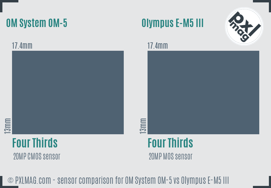 OM System OM-5 vs Olympus E-M5 III sensor size comparison