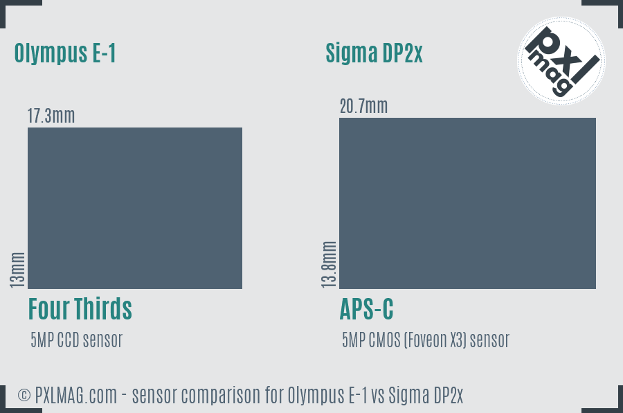 Olympus E-1 vs Sigma DP2x sensor size comparison