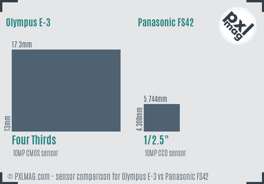 Olympus E-3 vs Panasonic FS42 sensor size comparison