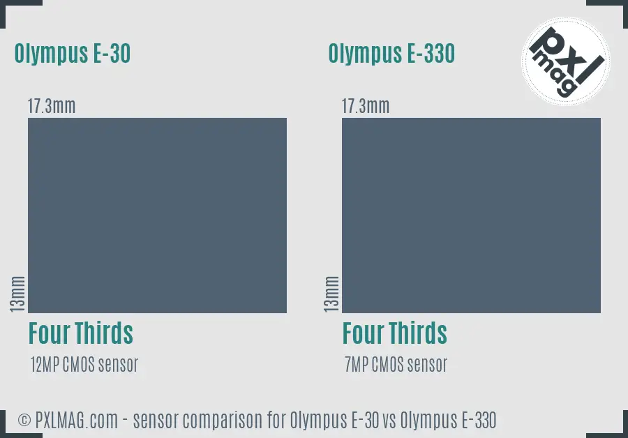 Olympus E-30 vs Olympus E-330 sensor size comparison