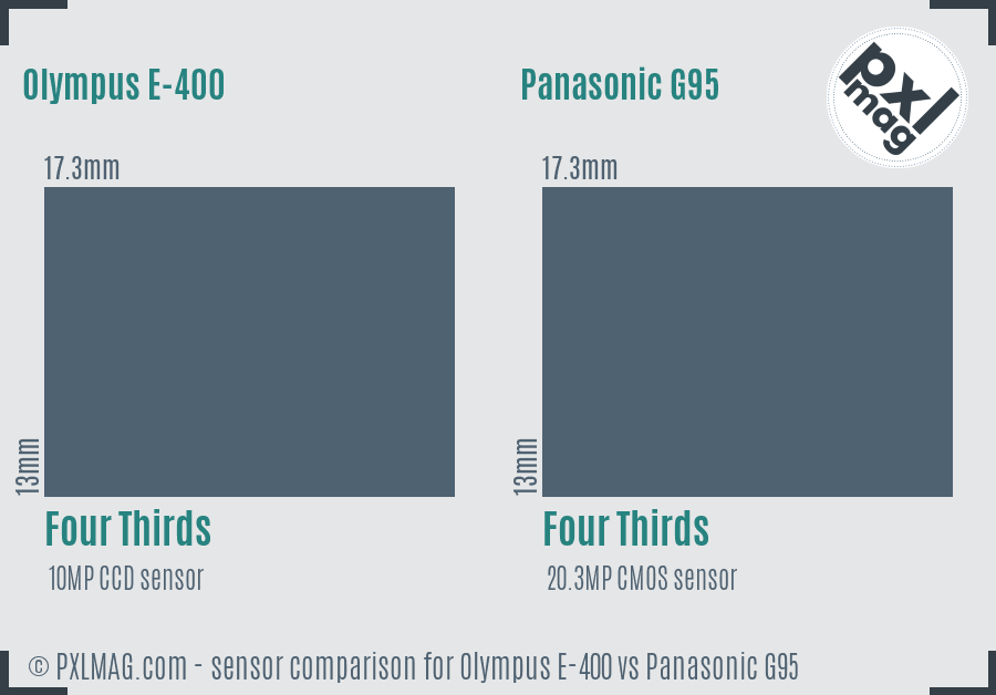 Olympus E-400 vs Panasonic G95 sensor size comparison