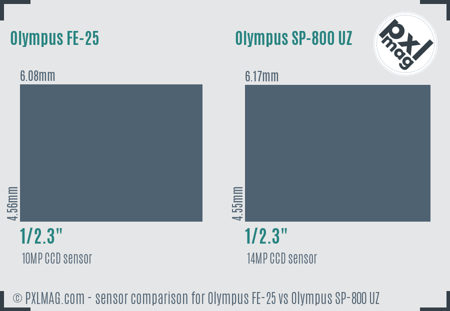 Olympus FE-25 vs Olympus SP-800 UZ sensor size comparison