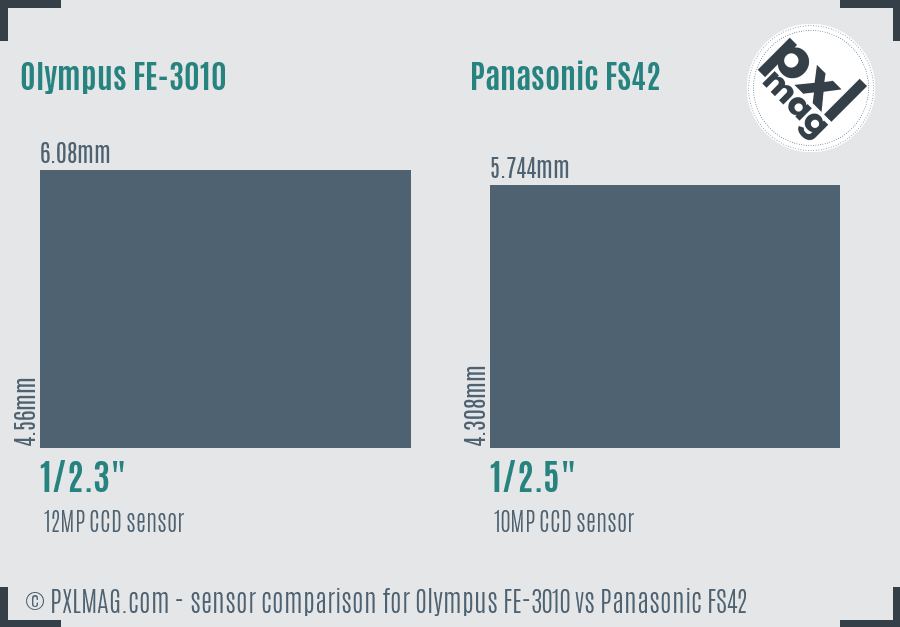Olympus FE-3010 vs Panasonic FS42 sensor size comparison