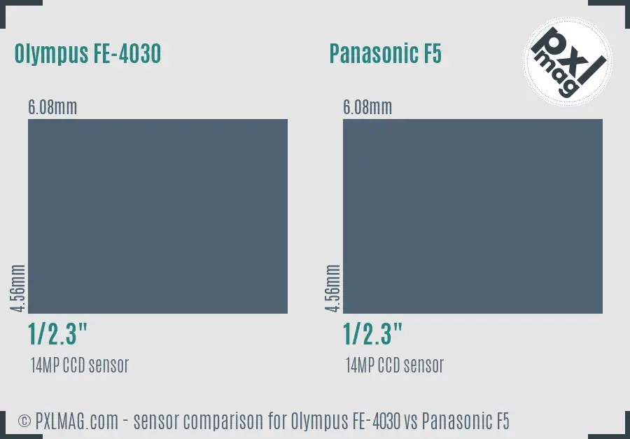 Olympus FE-4030 vs Panasonic F5 sensor size comparison