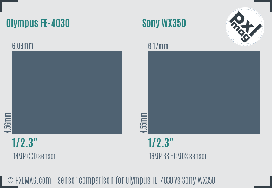 Olympus FE-4030 vs Sony WX350 sensor size comparison