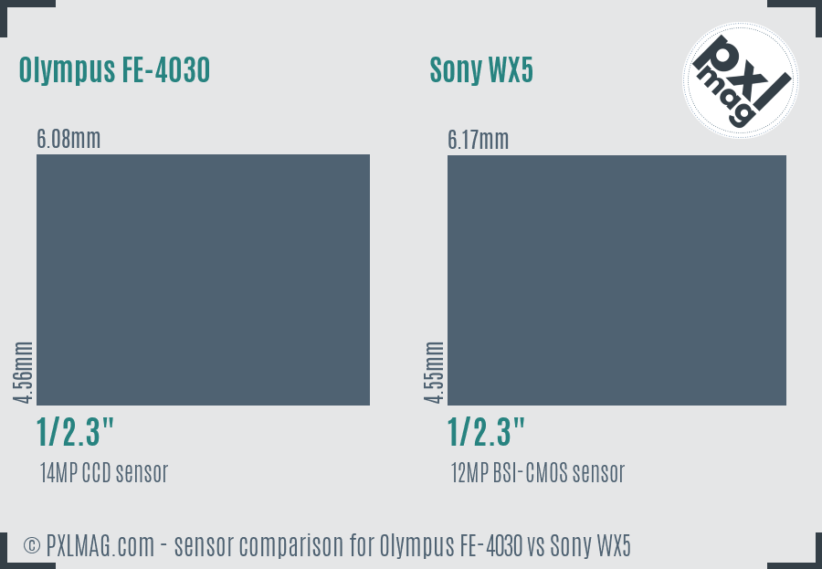 Olympus FE-4030 vs Sony WX5 sensor size comparison