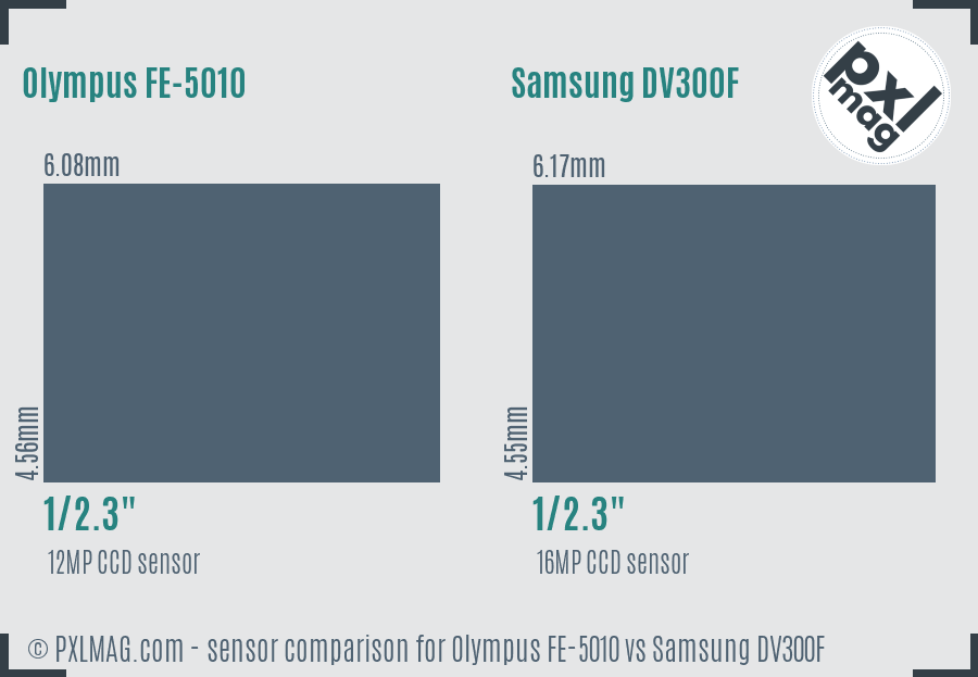 Olympus FE-5010 vs Samsung DV300F sensor size comparison