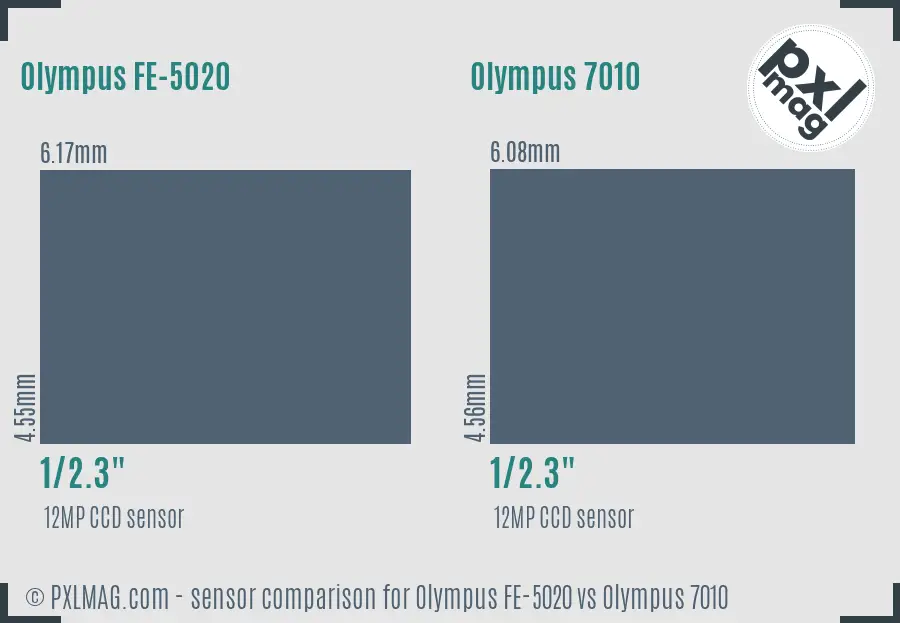 Olympus FE-5020 vs Olympus 7010 sensor size comparison