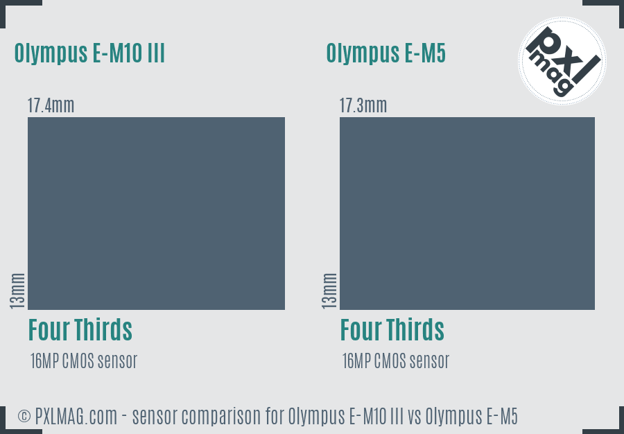 Olympus E-M10 III vs Olympus E-M5 sensor size comparison