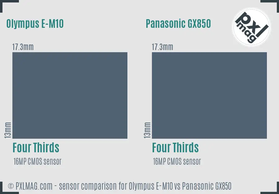 Olympus E-M10 vs Panasonic GX850 sensor size comparison