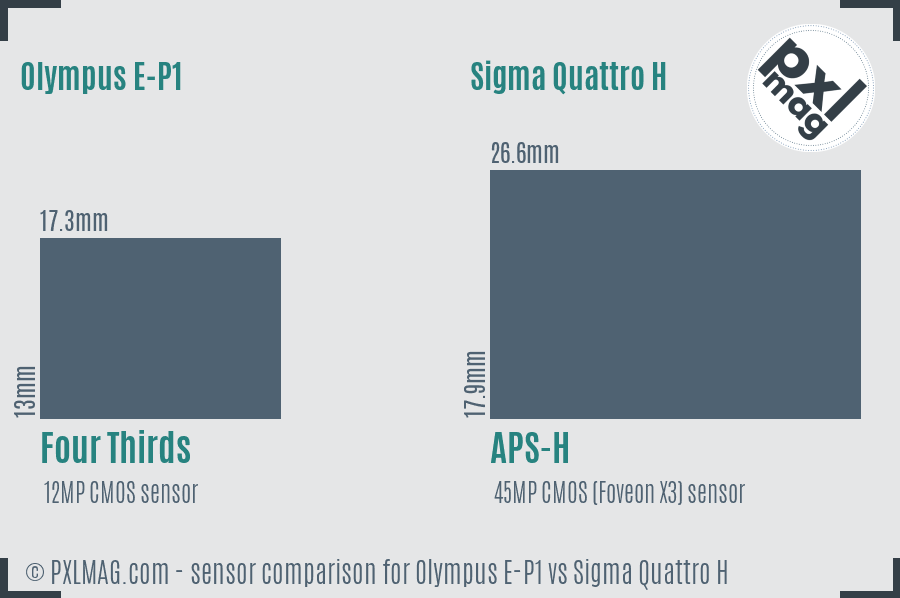 Olympus E-P1 vs Sigma Quattro H sensor size comparison