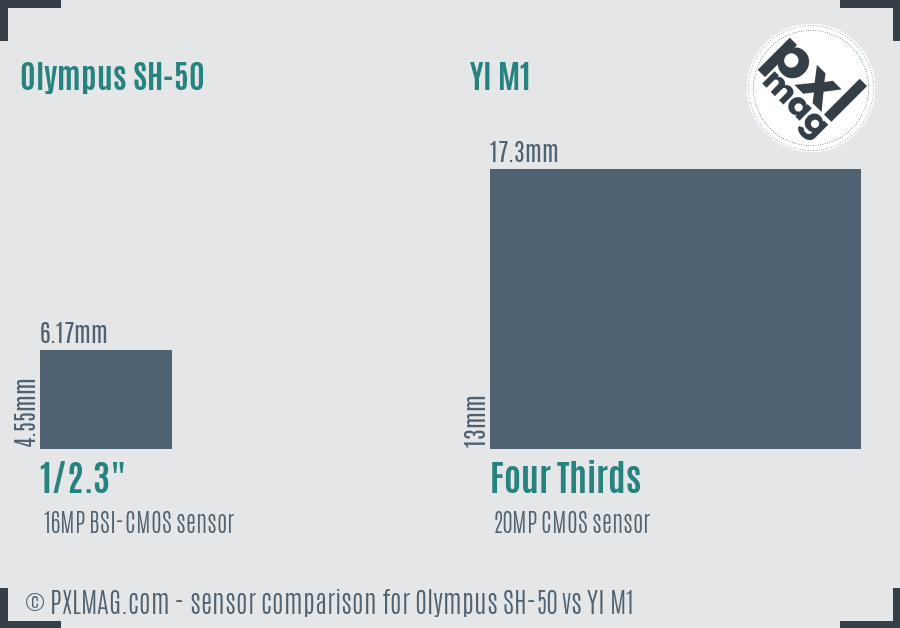 Olympus SH-50 vs YI M1 sensor size comparison Olympus SH-50 vs YI M1 sensor size comparison