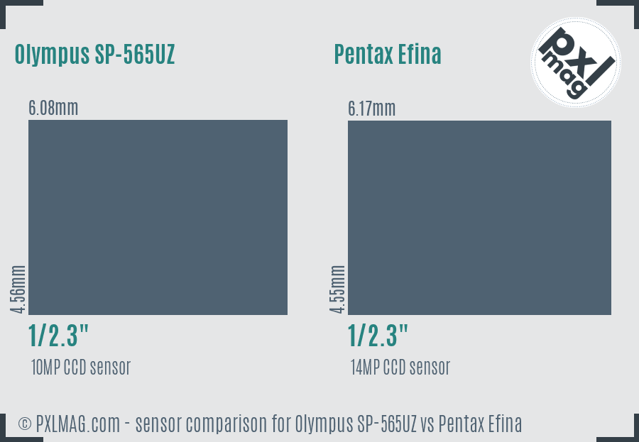 Olympus SP-565UZ vs Pentax Efina sensor size comparison