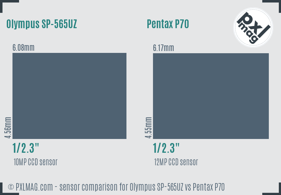 Olympus SP-565UZ vs Pentax P70 sensor size comparison