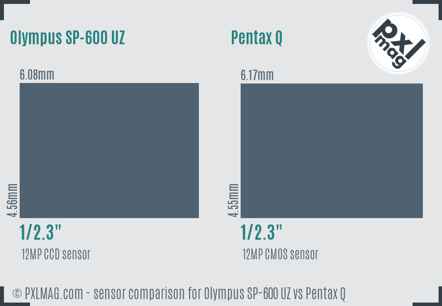 Olympus SP-600 UZ vs Pentax Q sensor size comparison
