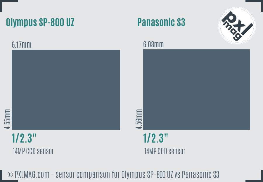 Olympus SP-800 UZ vs Panasonic S3 sensor size comparison