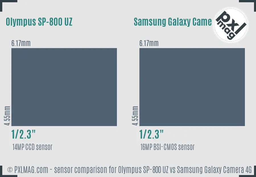 Olympus SP-800 UZ vs Samsung Galaxy Camera 4G sensor size comparison