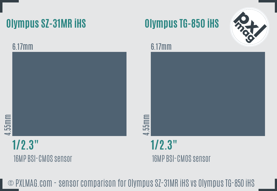 Olympus SZ-31MR iHS vs Olympus TG-850 iHS sensor size comparison