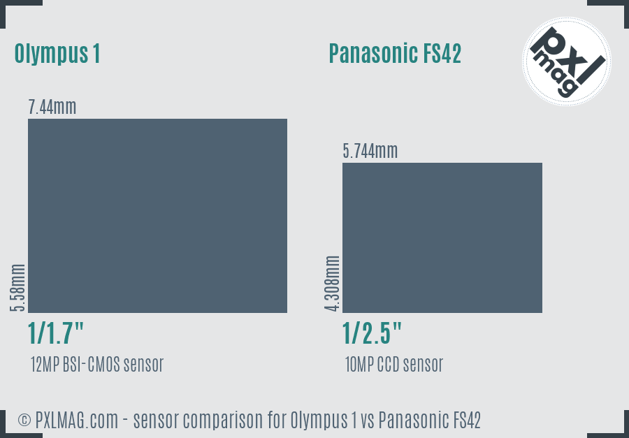 Olympus 1 vs Panasonic FS42 sensor size comparison