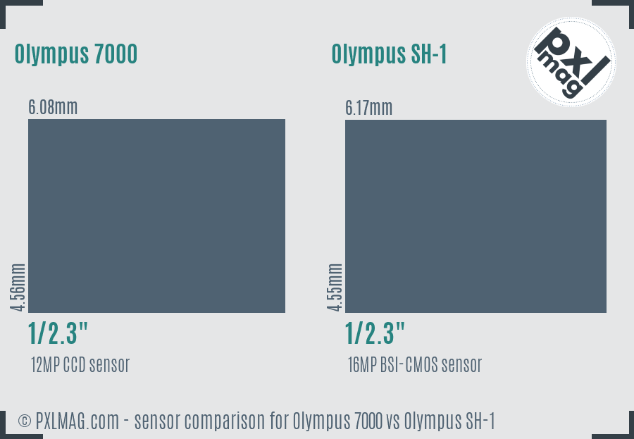 Olympus 7000 vs Olympus SH-1 sensor size comparison