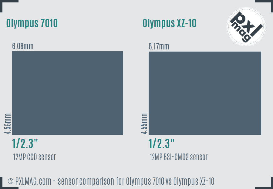 Olympus 7010 vs Olympus XZ-10 sensor size comparison