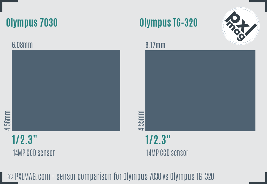 Olympus 7030 vs Olympus TG-320 sensor size comparison