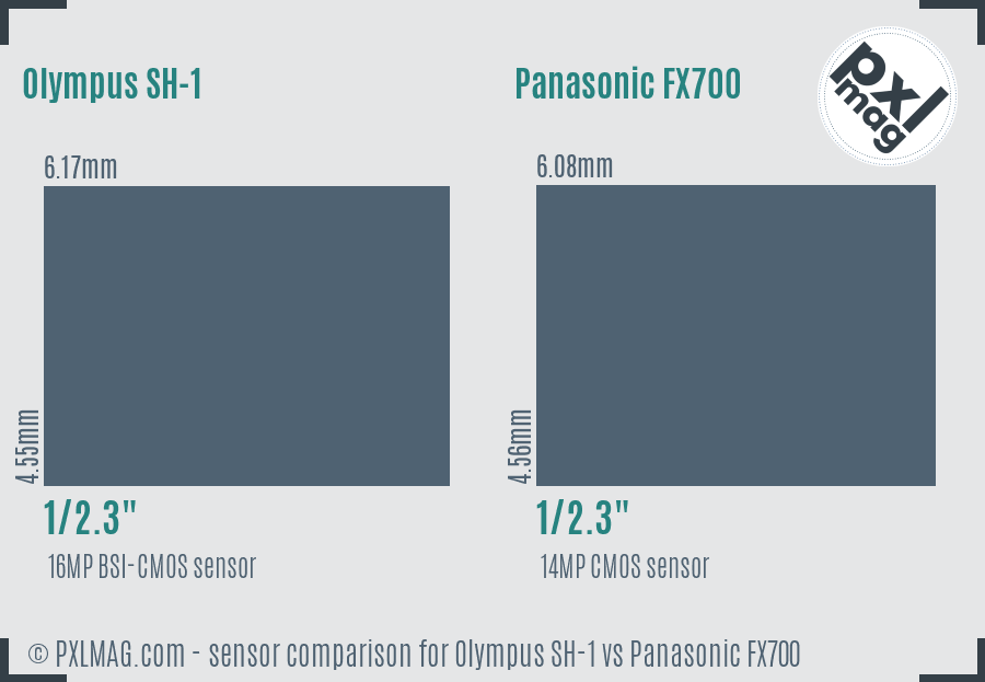 Olympus SH-1 vs Panasonic FX700 sensor size comparison