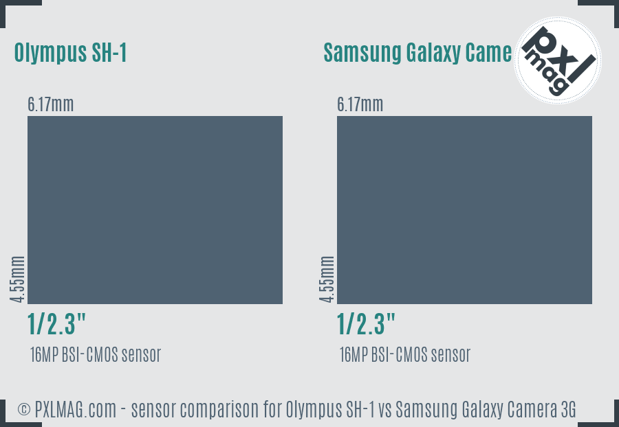 Olympus SH-1 vs Samsung Galaxy Camera 3G sensor size comparison