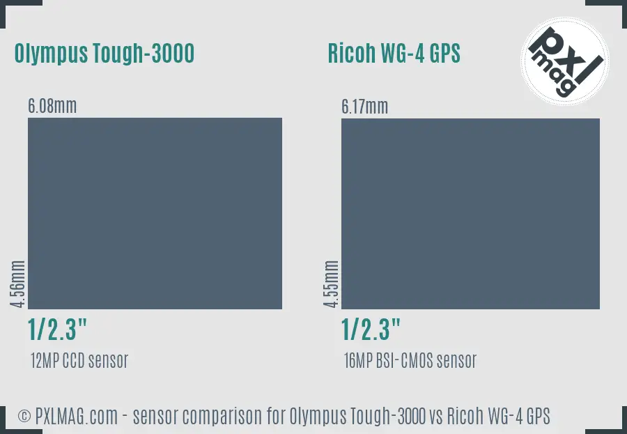 Olympus Tough-3000 vs Ricoh WG-4 GPS sensor size comparison