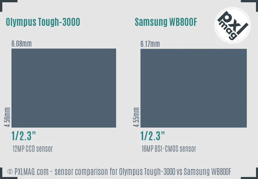 Olympus Tough-3000 vs Samsung WB800F sensor size comparison Olympus Tough-3000 vs Samsung WB800F sensor size comparison