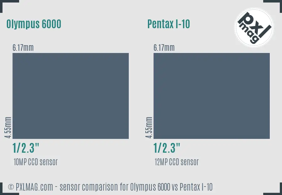 Olympus 6000 vs Pentax I-10 sensor size comparison