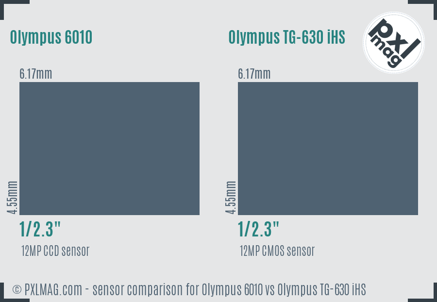 Olympus 6010 vs Olympus TG-630 iHS sensor size comparison