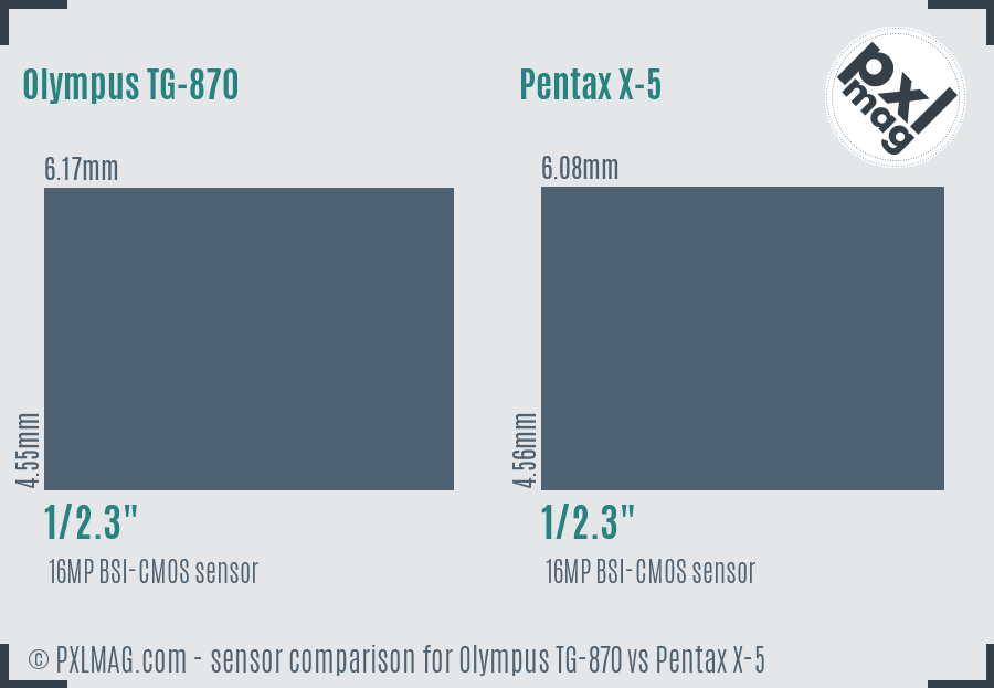 Olympus TG-870 vs Pentax X-5 sensor size comparison