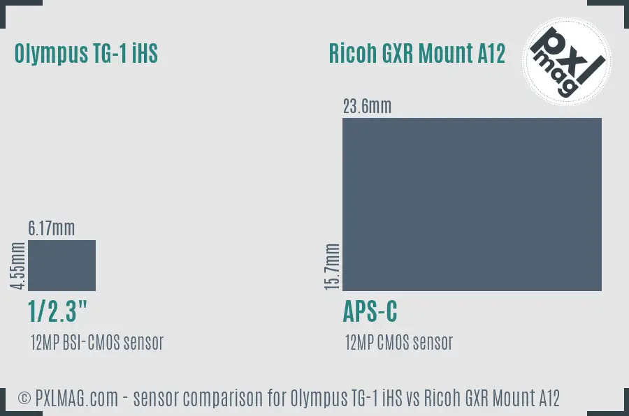 Olympus TG-1 iHS vs Ricoh GXR Mount A12 sensor size comparison Olympus TG-1 iHS vs Ricoh GXR Mount A12 sensor size comparison