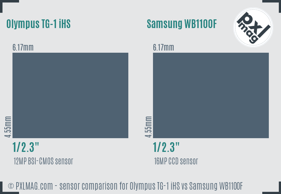Olympus TG-1 iHS vs Samsung WB1100F sensor size comparison