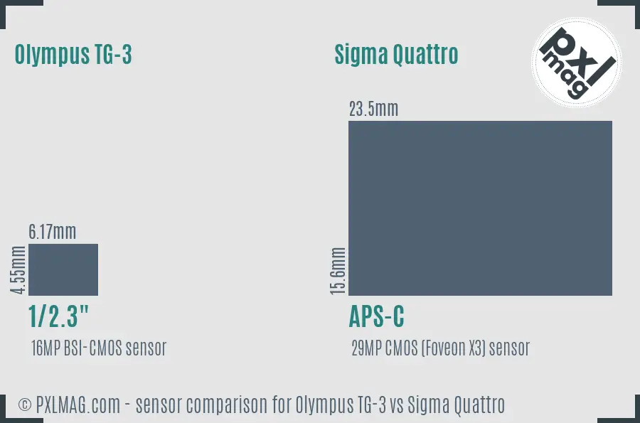 Olympus TG-3 vs Sigma Quattro sensor size comparison