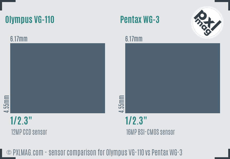 Olympus VG-110 vs Pentax WG-3 sensor size comparison