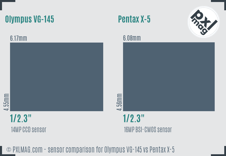 Olympus VG-145 vs Pentax X-5 sensor size comparison