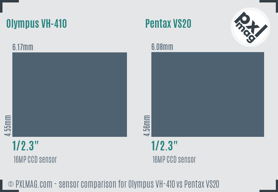 Olympus VH-410 vs Pentax VS20 sensor size comparison