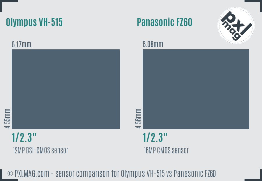 Olympus VH-515 vs Panasonic FZ60 sensor size comparison