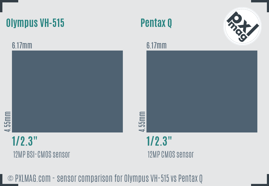 Olympus VH-515 vs Pentax Q sensor size comparison