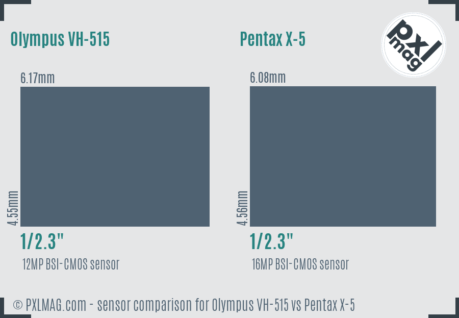 Olympus VH-515 vs Pentax X-5 sensor size comparison Olympus VH-515 vs Pentax X-5 sensor size comparison