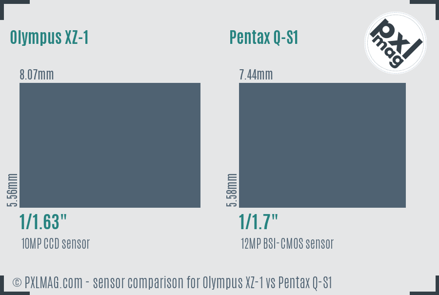 Olympus XZ-1 vs Pentax Q-S1 sensor size comparison